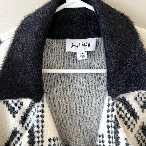 Joseph Ribkoff Black/White Patterned Long Coat-Faux Fur Look & Feel-M-Classic - Picture 4 of 10